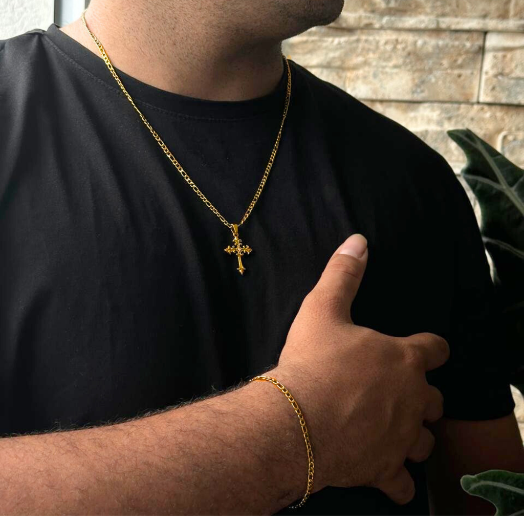 combo Cartier + dije cruz Hombre.