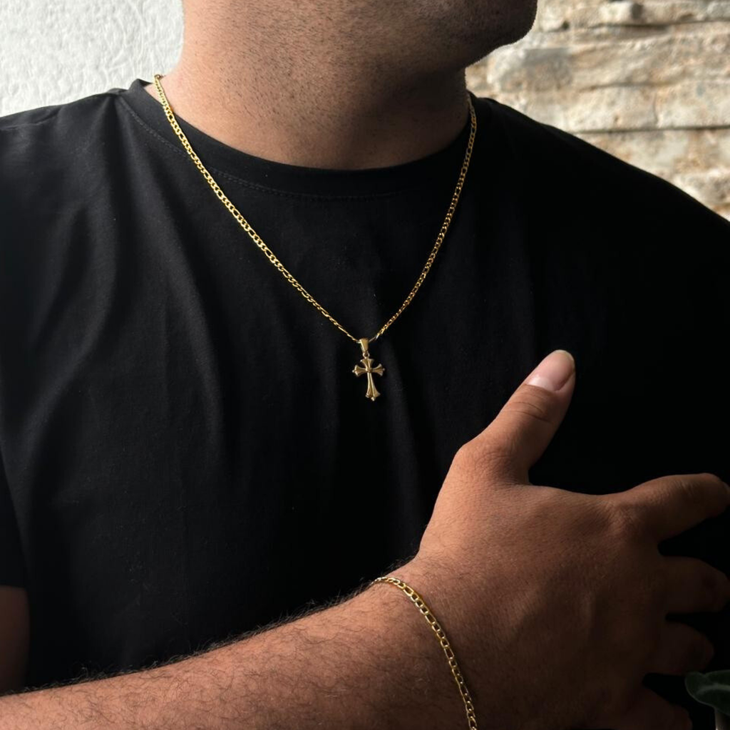 combo Cartier + dije cruz Hombre.