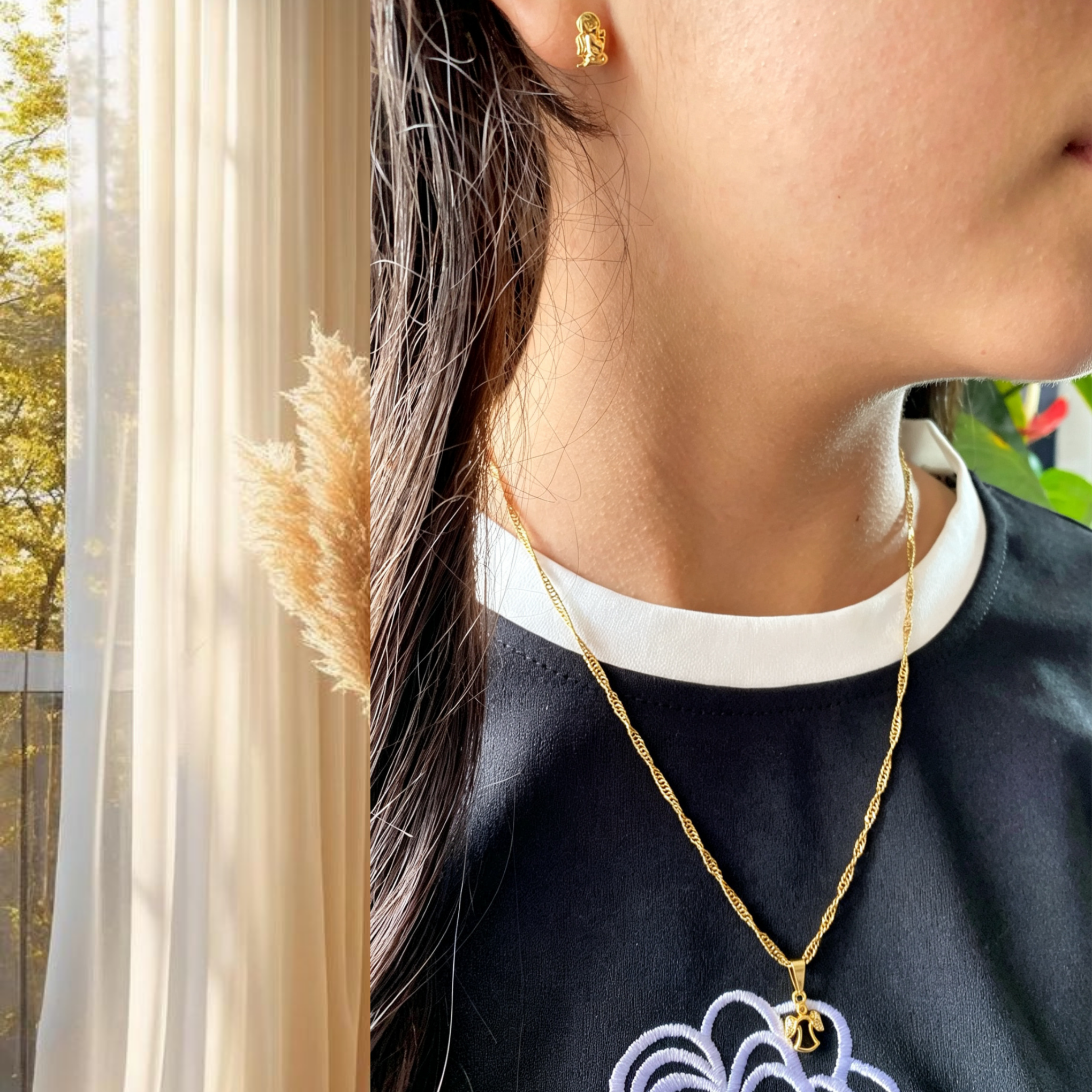 Conjunto Angel Mujer. Niña - Cadena - Dije -Aretes